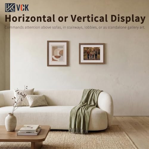 Image of VCK 16x20 Picture Frame 5 Pack, Walnut Exclusive Wood, HD Glass, for Print