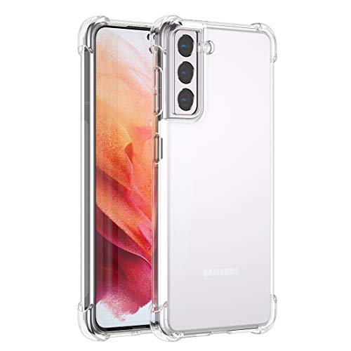 Cresee Coque Compatible avec Samsung Galaxy S21 5G, Coins Renforcés Étui Housse de Protection Transparent Antichoc Souple TPU Bumper Case pour S21 (Transparent)