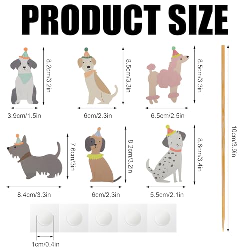 24 Stück Cupcake-Topper mit Hundemotiv, Babyparty-Dekorationen Kuchenaufsätze mit Hundegesicht Partyzubehör für Geburtstagspartys mit Haustier-Hundethema für Kinder