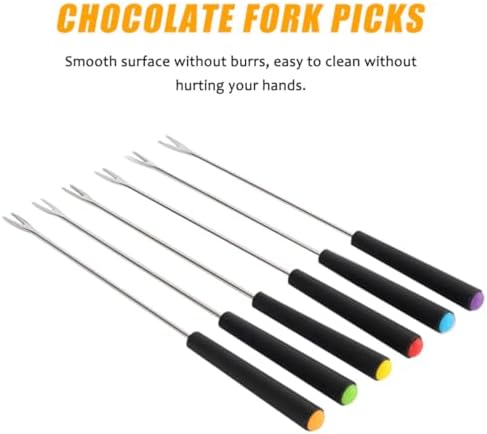 Healifty 6pcs Stainless Steel Fondue Forks for Nuts and Chocolates with Long Handles, Secure Hold for Cake Balls, Easy to Clean, for Summer Beach Party and Cafe Use — view 6