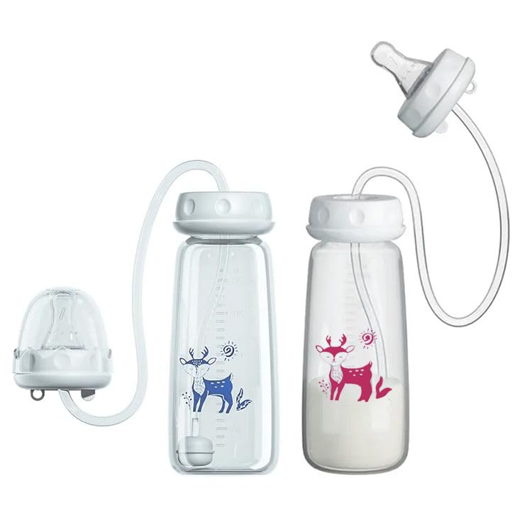 VIVITO Hands-Free Baby Bottle Self Feeding System (150ml) | Anti-Colic Nursing Bottle with Long Silicone Tube Straw & Soft Nipple | BPA-Free Leak-Proof Toddler Milk Feeder for Newborns, Infants 3m+ & Travel-image-35