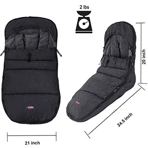 German Designed Ultimate Protection Cozy Warm Waterproof Winter Baby Stroller Bunting Bag,Front Piece Removable,Multi-Function Good For 6-42M,Black #TOP5