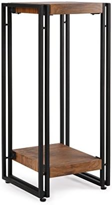 FIVEGIVEN Tall Side End Table for Small Spaces Narrow Night Stand for Bedroom Rustic Brown 27.6 Inch