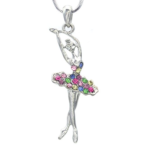 SoulBreezeCollection Dancing Ballerina Ballet Pendant Necklace Charm (Multi-color)
