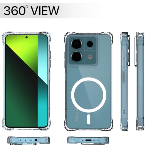 Image of Amazon Basics Back Cover for Redmi Note 13 Pro 5G / Poco X6 5G Mag-Safe Shockproof PC + TPU Protective Case Magnetic Support Bumper Case (Transparent Mag-Safe)