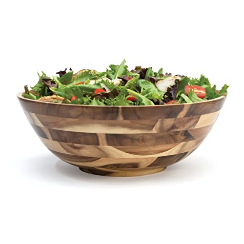 Lipper International Acacia Footed Round Flared Serving Bowl For Fruits Or Salads, Large, 13.75" Diameter X 5" Height, Single Bowl #TOP1