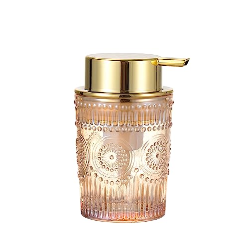 LEICURACE Glass Foam Soap Dispenser - Toothbrush Holder & Refillable Lotion Dispenser (S-Gold-Foaming)