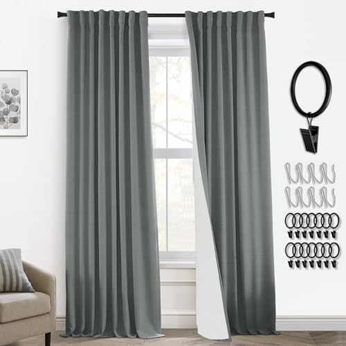 PANELSBURG 108 Inch Curtains 2 Panels Set,Grey Curtains 108 Inches