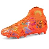 MAUGELY Men's Cleats Firm Ground Soccer Shoes Athletic Lightweight Running Outdoor Turf Comfortable