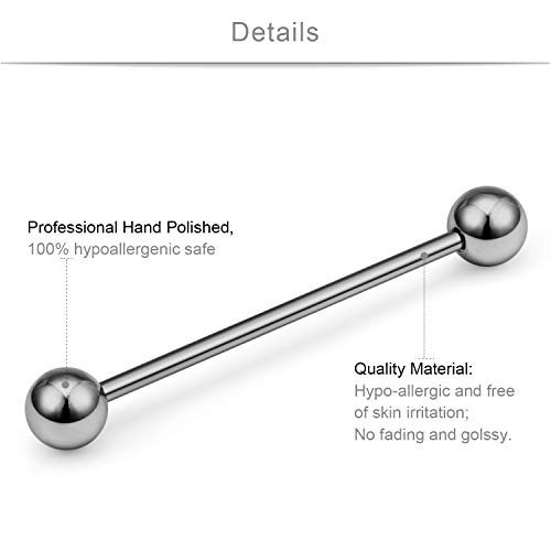 Scerring 14 Gauge G23 Titanium Industrial Barbell Cartilage Earring Body Piercing 1 1/2 Inch 38Mm Sold By Piece #TOP1