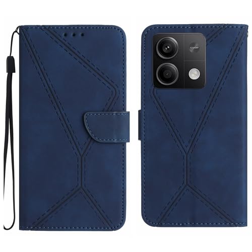 Rfvzubemok Compatible with Redmi Note 13 4G Case,Compatible with Redmi Note 13 4G Kickstand Flip Card Slot Magnetic Closure Phone Cover Blue