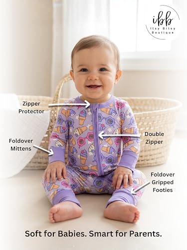 Image of ITSY BITSY BOUTIQUE Viscose Bamboo Baby Pajamas - Boys and Girls Footie Sleeper Convertible 2-Way Zipper Sleeper
