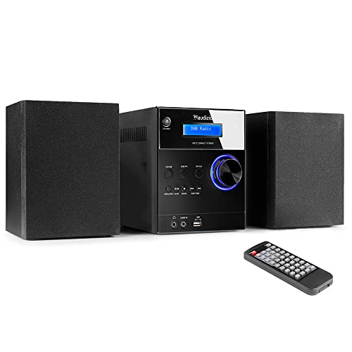 Audizio Metz Equipo de música HiFi con Altavoces, Minicadena con Radio Dab+, Bluetooth, Reproductor de CD, Entrada USB, Entrada Auxiliar, Incluye Mando a Distancia, Mini Cadena Color Negro Audizio Metz Equipo de música HiFi con Altavoces, Minicadena con Radio Dab+, Bluetooth, Reproductor de CD, Entrada USB, Entrada Auxiliar, Incluye Mando a Distancia, Mini Cadena Color Negro