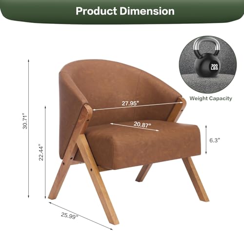 Mid-Century Modern Accent Chair Comfortable Upholstered Lounge Chair with Sturdy Wooden Frame,Ergonomic Design for Reading and Relaxation Linen or Cuddly Velvet Fabric Living Room, Bedroom, or Balcony by JoanKaren - Image 8