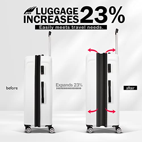 M Camel Mountain Luggage Sets 3 Piece Lightweight Durable Expandable Hard Shell Suitcase Set With Tsa Lock Double Spinner Wheels - White #TOP2