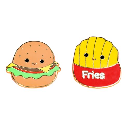 Fizz Creations Squishmallows Carl & Floyd Metal & Enamel Pin Badges Set Of Two Pins. Carl The Cheeseburger And Floyd The French Fries. Officially Lice