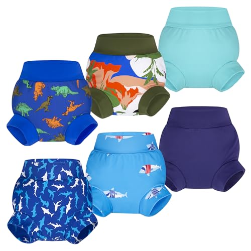 BIG ELEPHANT Baby Swim Diapers 3/6 Pack – Reusable Waterproof Diapers, Soft Breathable Swimwear for Boys and Girls