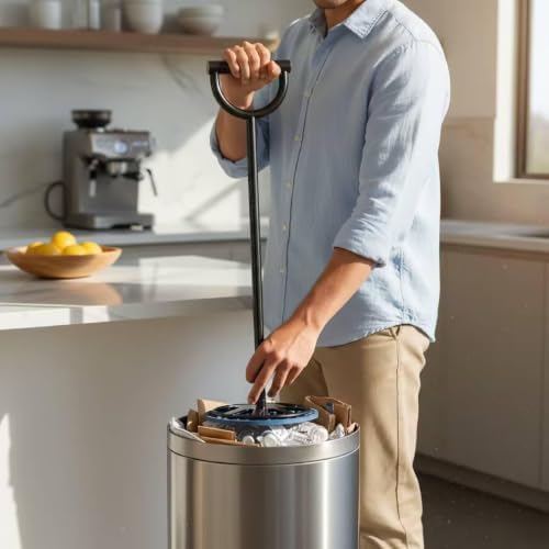 RMWHGDUL Trash Compactor Manual Tamper Tool Waste Press Handheld Compactor Metal Carbon Steel Core Compact Footprint suitable for kitchen garden home outdoor - 4