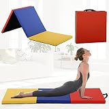 Gymnastics Mat for Kids Adults, Folding Extra Thick Tumbling Mats with Carrying Handle, 6’x2’ Anti-T