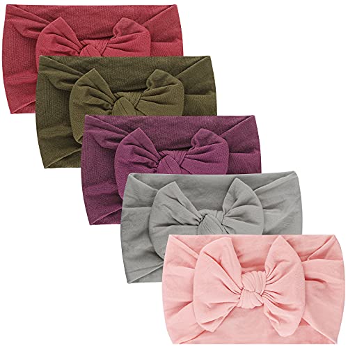 DRESHOW BQUBO Baby Flower Headbands Baby Girls Nylon Headbands Stretchy Hairbands Handmade Hair Accessories for Newborn Infant Toddlers Kids Baby Essentials 3 Pcs