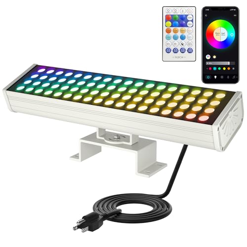 Image of Smart Flood Lights Outdoor Color Changing, 360W RGBCW Wall Washer, WiFi App & RF Remote, 2700K-6500K Tunable White, Voice Control, IP65 Waterproof, Music Sync, Timer