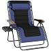 PHI VILLA Oversize XL Padded Zero Gravity Lounge Chair Wider Armrest Adjustable Recliner with Cup Holder, Support 350 LBS, Blue