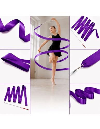 Image of BookMyCostume Gymnastic & Rhythmic Dance Ribbon Wand Collection - 2-Meter Ribbon Sticks - Ideal for School Sports Day & Gymnastic Training - Fancy Dress Costume Accessories for Kids, Teens & Adults