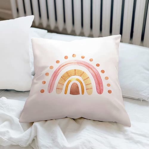 Ailansnug Boho Sun And Moon Clouds Rainbows Kids Throw Pillow Covers Modern Art Throw Pillow Cases For Bedroom,Living Room,Playroom,Classroom Nursery Room Decorations 18"X 18" thumb #4