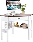 COSTWAY Bureau d Angle en Bois avec Etagères et Tiroir de Rangement, Style Contemporain,‎ Bureau Angle, 105 × 71 × 76 cm, Montage Facile, Bois