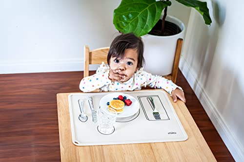 Chamos Montessori Placemat For Toddlers - Kids Silicone Mats For Dining Table - Set Of 2 - Table Setting Learning (Sage And Beige) #TOP4