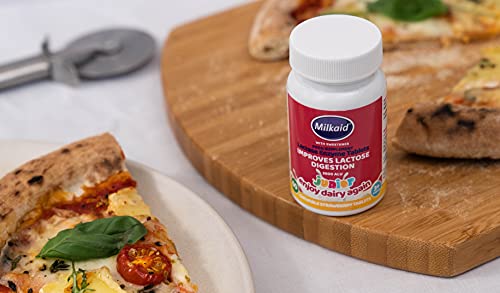 Milkaid Junior Lactase Enzyme Chewable Tablets For Lactose Intolerance Relief | Prevents Gas, Bloating, Diarrhea In Children| Fast Acting Dairy Digestive Supplement For Kids| Strawberry Flavor | 60 Ct #TOP2