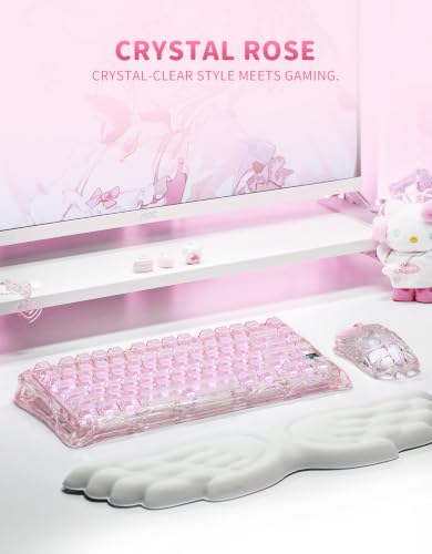 Image of GravaStar Mercury K1 Lite 75% Wireless Mechanical Gaming Keyboard RGB | Gasket Mount, Hot Swappable Linear Switches, Creamy Sound Keyboard, 2.4GHz /USB-C /Bluetooth 5.0, for Win /Mac【Crystal Rose】