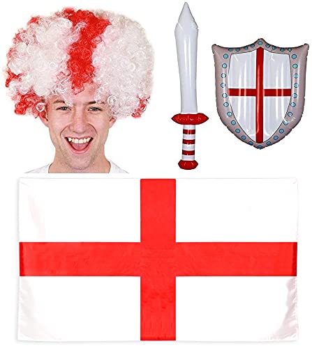 St. George Flagge Afro Perücke – England Fußball Fan Zubehör Für WM 2022