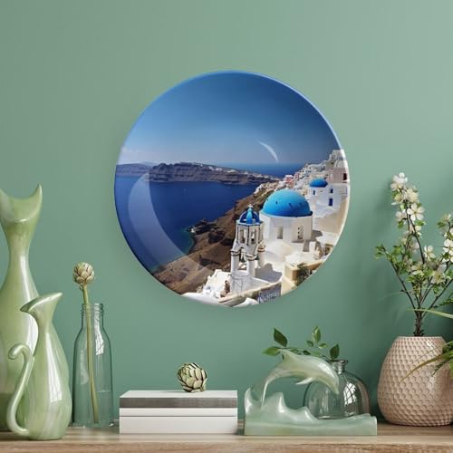 Plato decorativo Bone China vista isla Santorini 6 pulg miniatura 5