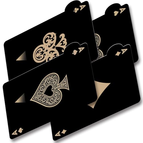 Thaph-Ky 4 PCS Ace Debit Credit Card Skin, Cool Poker Credit Card Sticker - Slim Vinyl Waterproof Spades, Clubs, Diamonds, Hearts of Ace Card Sticker Cover for Student ID, Transportation, Bank Card