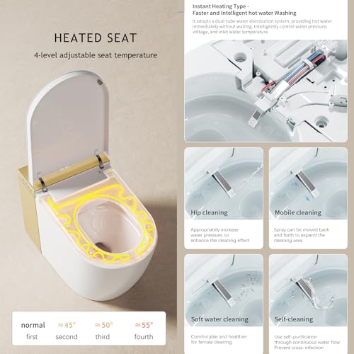 BONSAM Smart Toilet with Auto Open/Close Lid, Modern Toilet with Bidet Built In, Foam Shield, Auto Flush, Warm Water&Dryer, Self-Cleaning Heated Seat Toilet with Remote Control for Seniors & Families. by BONSAM - Image 4