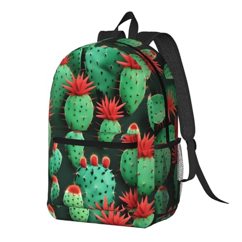 Sac à dos de voyage imprimé cactus noir de 43,2 cm avec multi-poches