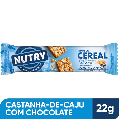 Barra de Cereais Nutry Castanha-de-Caju com Chocolate 22g - Com 3 Cereais e Castanha