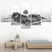 SIGNWIN 5 Panel Canvas Wall Art Modern Art Beach Dramatic Island Landscape Multicolor Photography for Home Decorations Ready to Hang - 60
