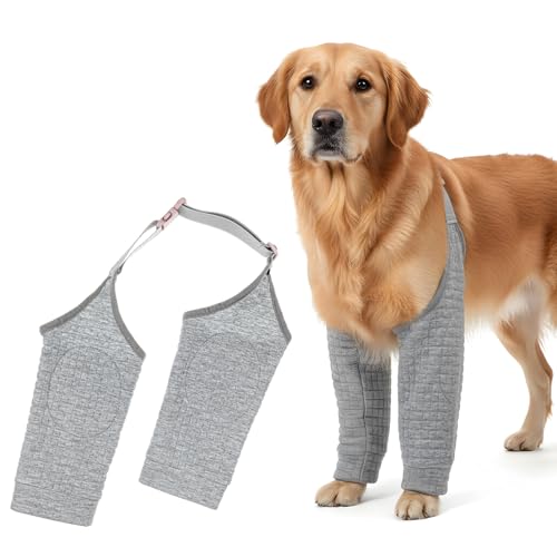 Ptwola Dog Elbow Pads Soft Dogs Elbow Protector Dog Knee Protector Pad Brace Knee Wrap Front Leg Sleeves Adjustable Dogs Elbows Pads & Shoulder Brace Anti-Licking Braces for Pets Legs or Joints