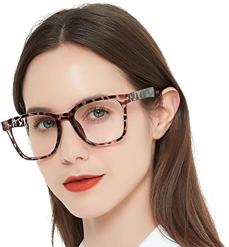 AEZUNI Oversize Square Reading Glasses for Women Oversized Trendy Large Readers 100 150 200 250 300 350 (Demi,1.0)