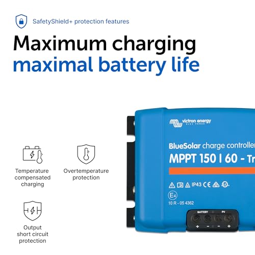 Victron Energy BlueSolar MPPT Tr Solar Charge Controller - Charge Controllers for Solar Panels - 150V, 60 amp, 12/24/36/48-Volt