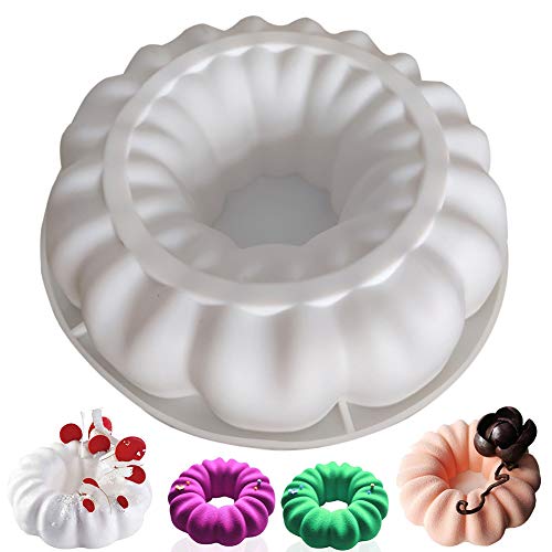 Blume Kugelhupf Backform, NALCY Silikon Blume Kuchenform, antihaft-beschichtet, Original Silikonbackform, Silicone antiadhésif Moule, DIY Backen Deko, Brotbackform, Obstbodenform, Weiß