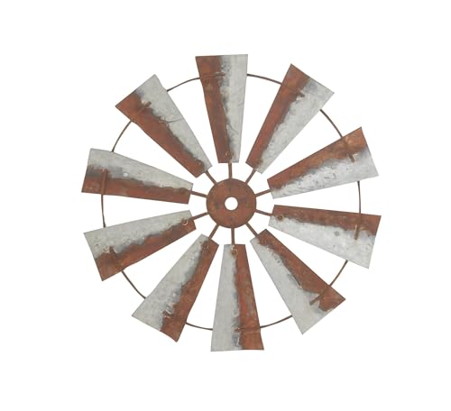 Deco 79 Metal Windmill Home Wall Decor Indoor Outdoor Wall Sculpture, Wall Art 30" x 2" x 30", Brown by Deco 79 - Used condition - US$36.30