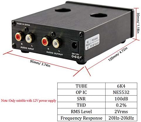 FX Audio Tube Preamp for Home Audio NE5532 Replaceable Tube and OP Amp Chip Mini HiFi Stereo 6K4 Vacuum Tube Buffer Preamplifier with Bass and Treble Control RCA Cable for Amp/Active Speaker