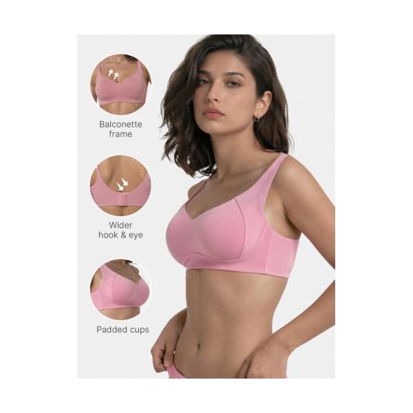 enamor bamboo cotton a077 side support everyday womens t shirt bra 3x softer 4x more absorbent antimicrobial padded wirefree full coverage
