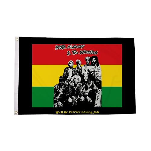 Flagtex Bob Marley and The Wailers Flag 5ft x 3ft Large Flag 150cm x 90cm | Premium Woven Polyester with Brass Eyelets | Indoor Outdoor Garden Display Wall Hanging | Music Legend Reggae Fan Banner