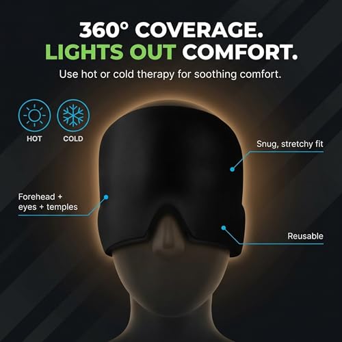Image of Migraine Relief Cap for Migraines, Headaches, Sinuses, Tension Relief Headache Relief Cap for Men & Women Hot & Cold Therapy Relaxing Thermax Migraine Miracle Cap, Migrane Relaxing Cap(Multicolor)