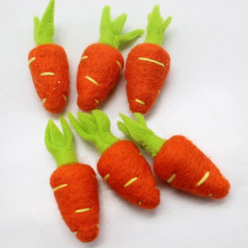 TENDYCOCO 5PCS Felt Carrots Wool Felt Spring Easter Ornament Simulation Carrot Fake Carrot Charms for Craft Easter Decoration