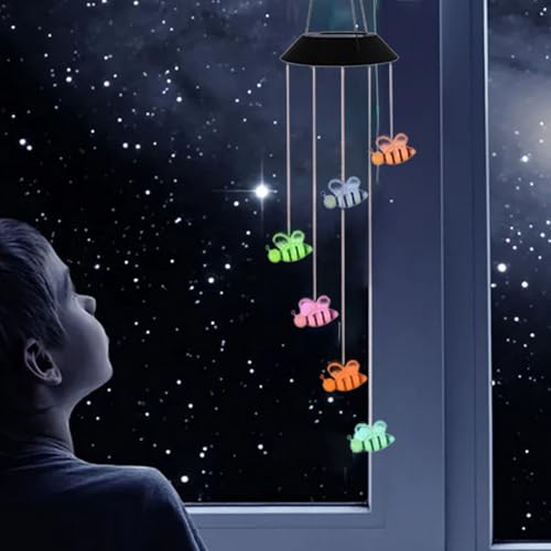 Campanas de música eólica solar con acabado elegante e impermeable para patios 3